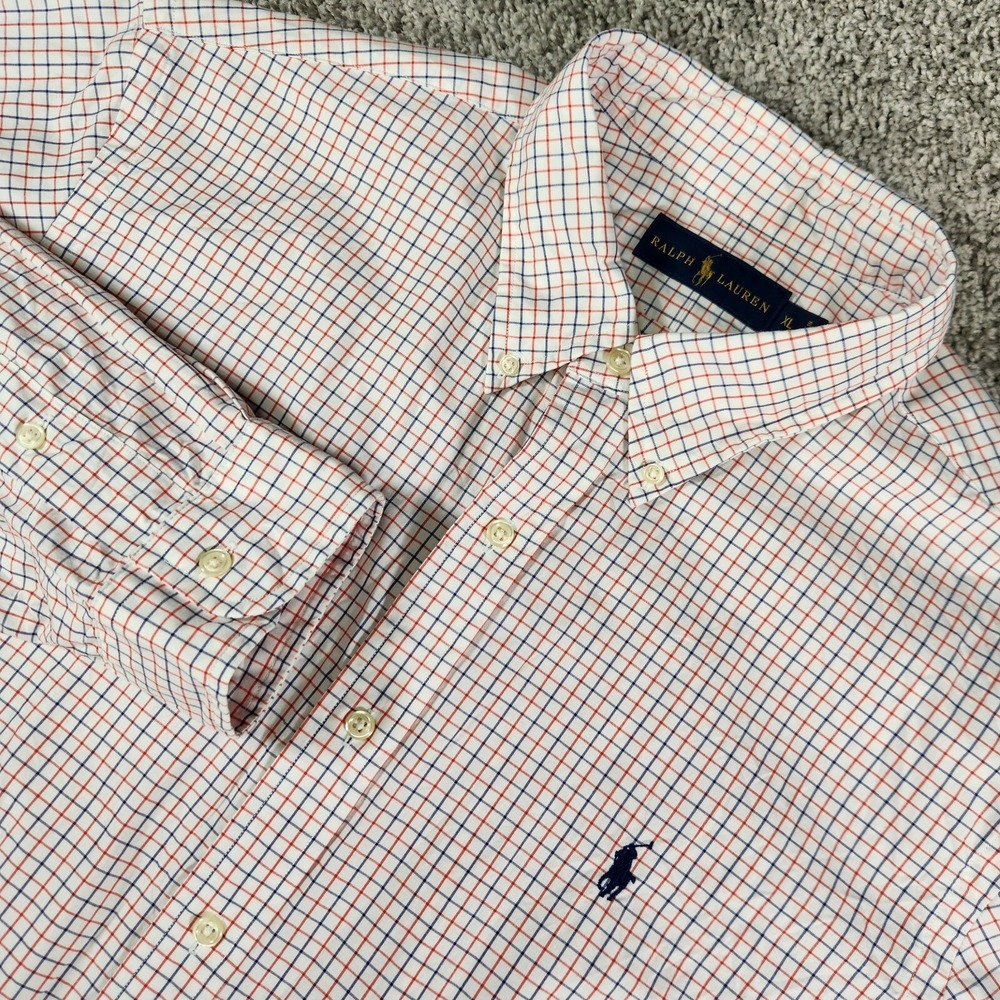 Ralph Lauren Shirt Mens‎ XL Classic Fit Red Gingham Check Plaid Preppy Office